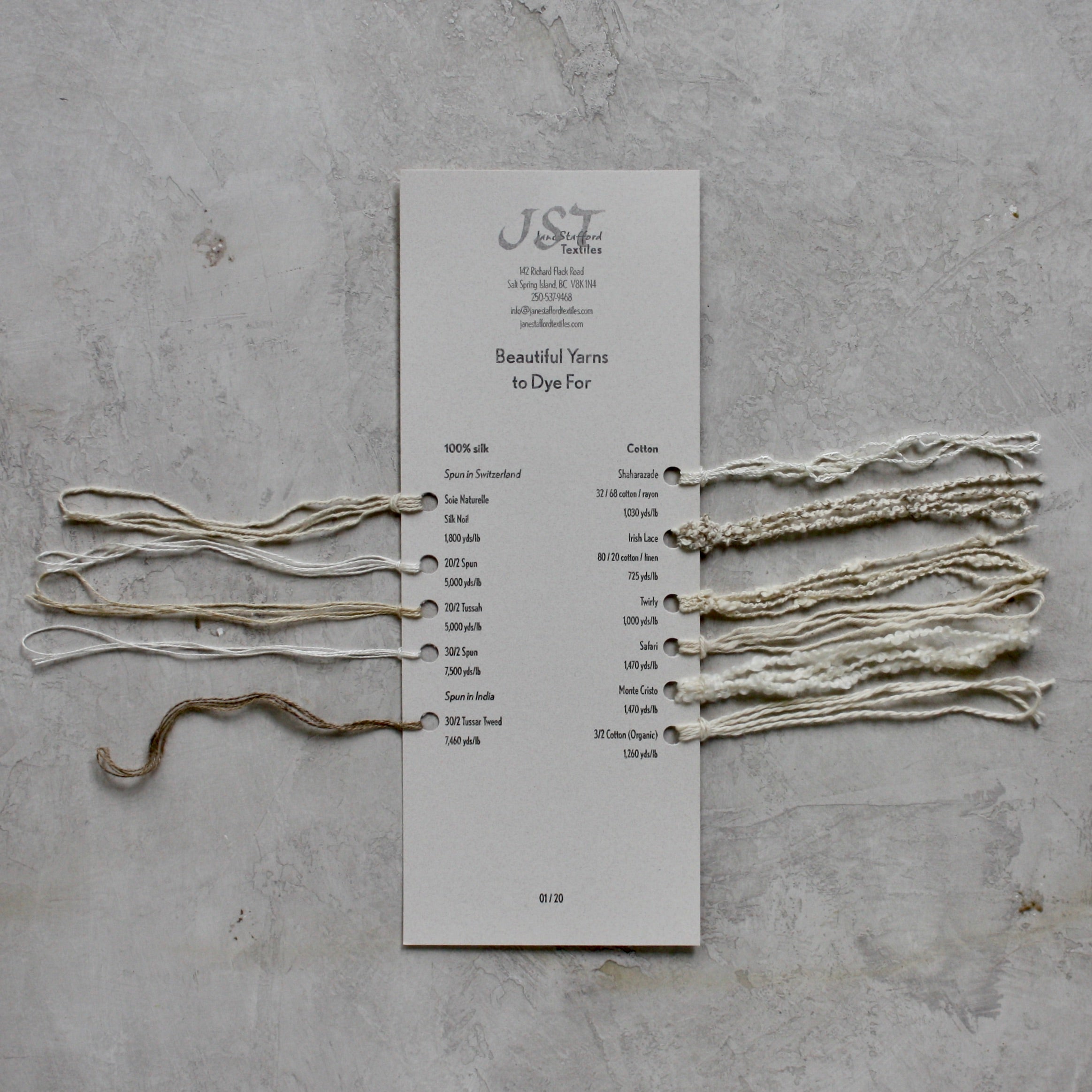 Sample card - Yarns To Dye For