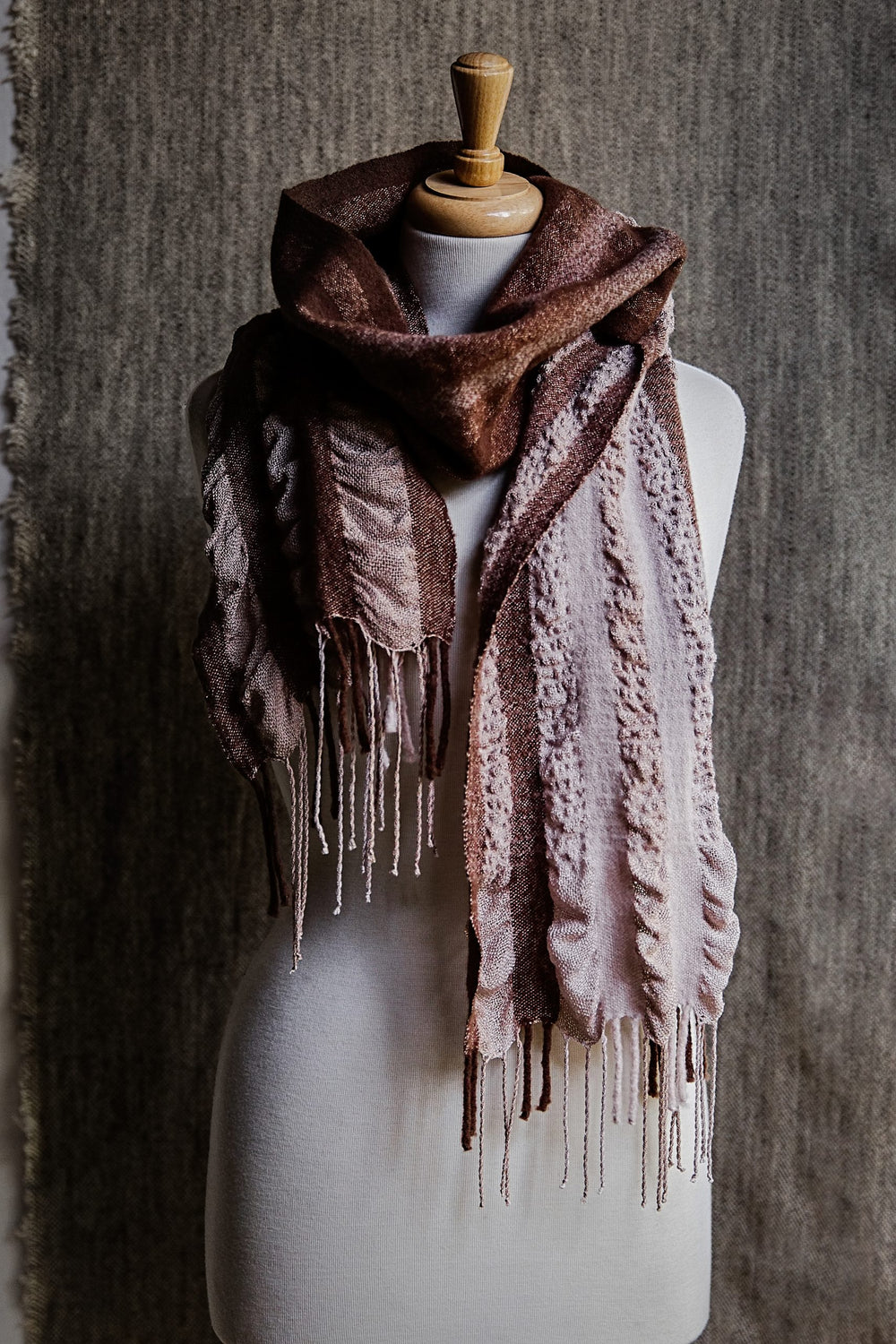 Simple Collapse Weave Pucker up Scarf- Mochachino image 0