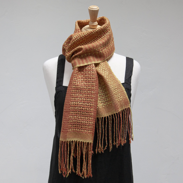 Huck Colour and Weave Zephyr Scarves – Winter Sunset. PDF pattern download