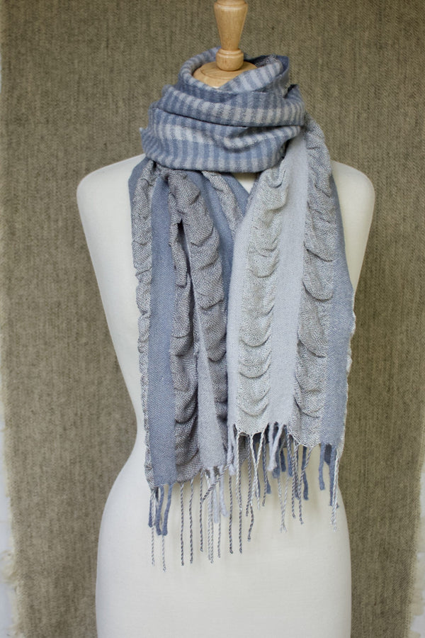 Simple Collapse Weave Pucker up Scarf- Salish Sea image 0